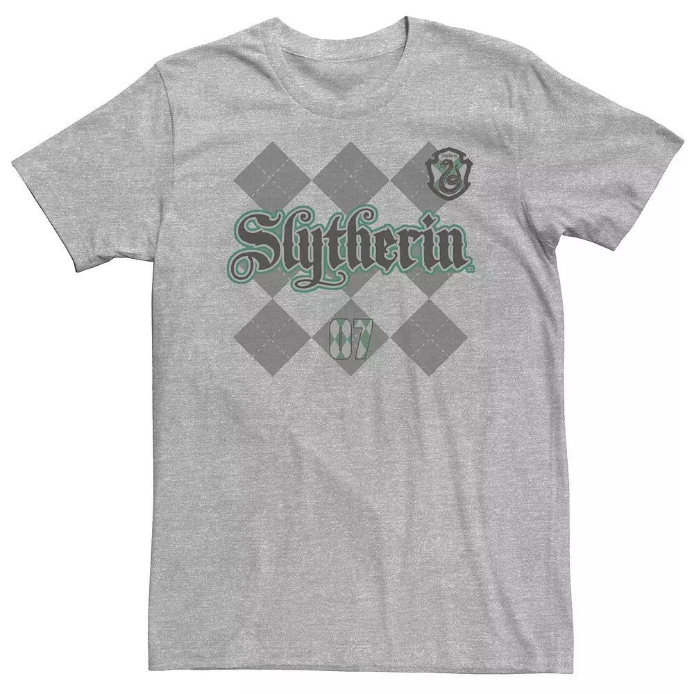 Big & Tall Harry Potter Slytherin Diamond Plaid Tee, Men's, Size: XXL Tall, Athletic Grey Product Image
