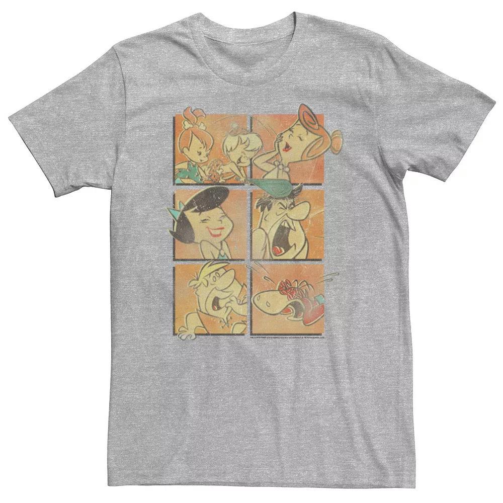 Big & Tall The Flintstones Group Shot Panels Tee, Men's, Size: 3XL, Athletic Grey Product Image