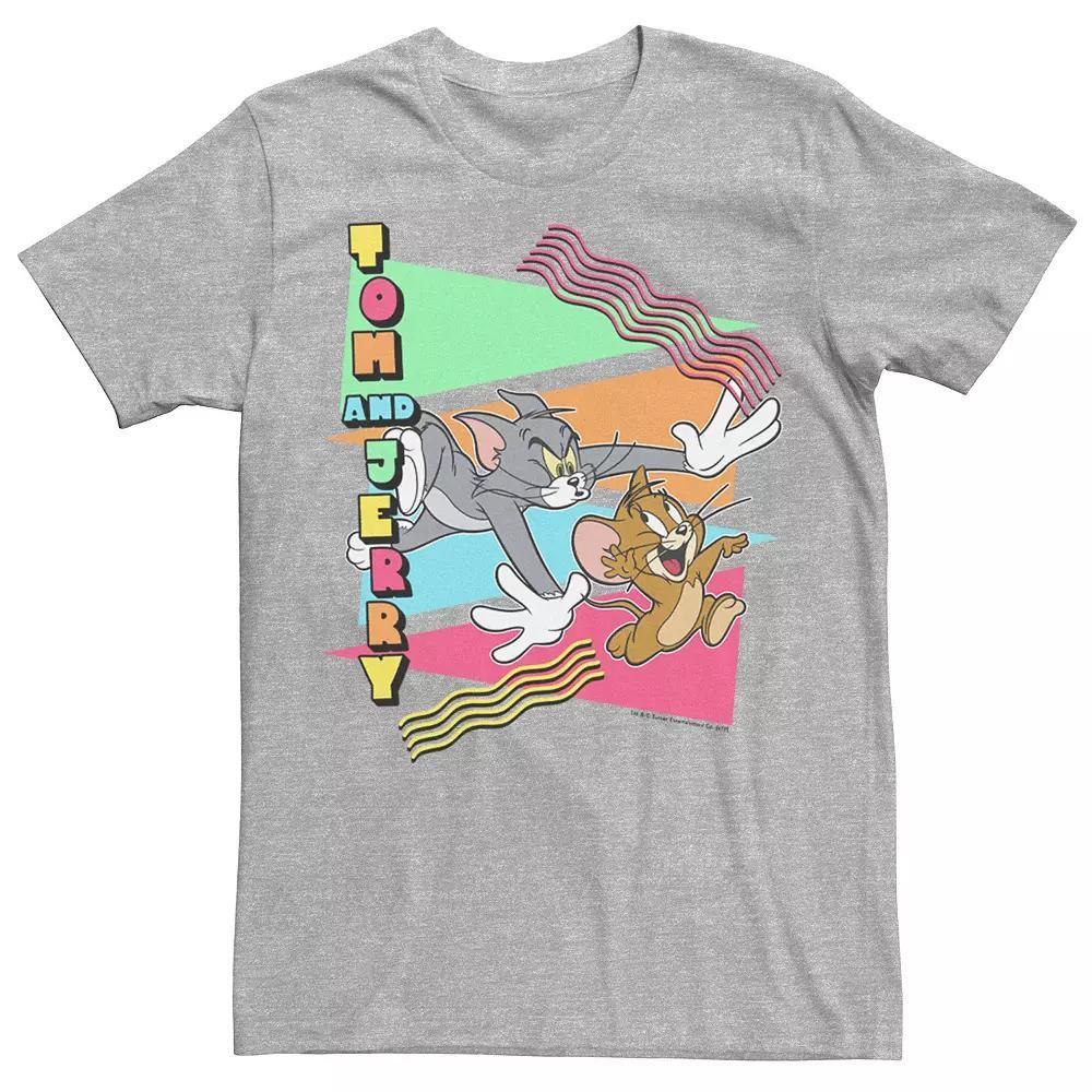 Men's Tom and Jerry 90's Stylized Graphic Tee, Size: XXL, Athletic Grey Product Image