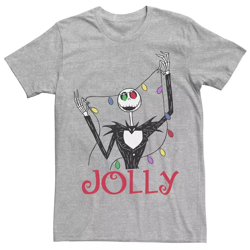 Disney's The Nightmare Before Christmas Jolly Jack Christmas Lights Eyes Men's Graphic Tee, Size: Small, Athletic Grey Product Image