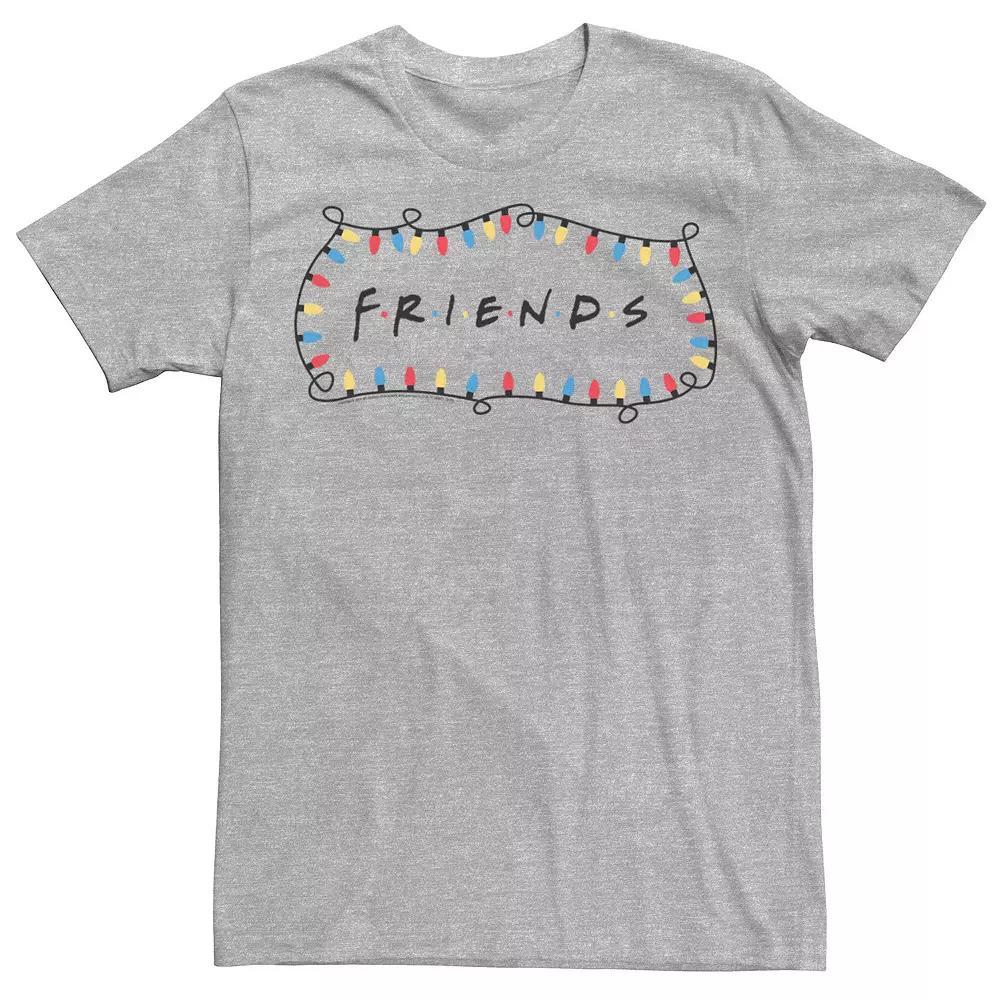 Men's Friends Christmas Lights Logo Surround Tee, Size: Large, Athletic Grey Product Image