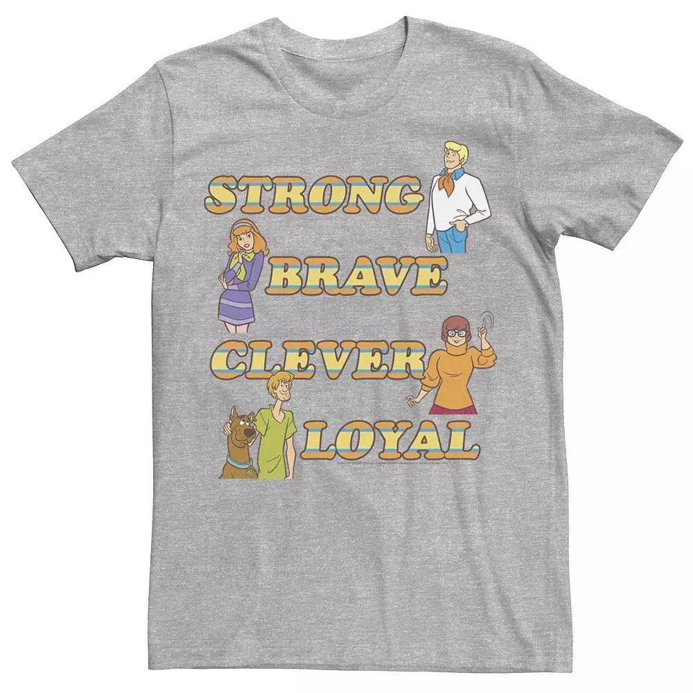 Men's Scooby Doo Group Clever And Loyal Retro Text Poster Tee, Size: Large, Athletic Grey Product Image