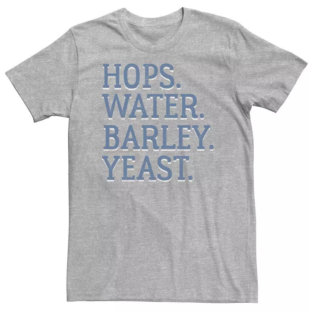 Big & Tall Drinking "Hops Water Barley Yeast" Tee, Men's, Size: XXL Tall, Athletic Grey Product Image