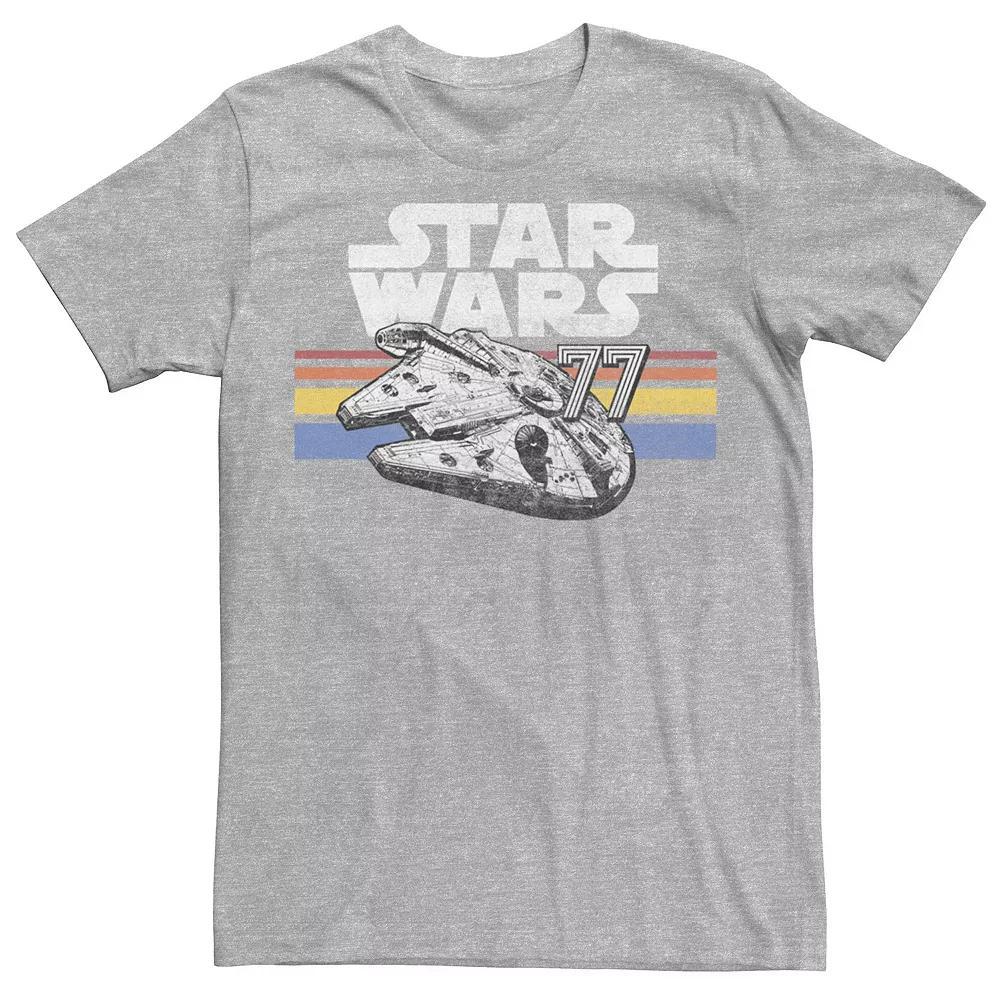 Men's Star Wars Millennium Falcon 77 Retro Lines Logo Tee, Size: Small, Athletic Grey Product Image
