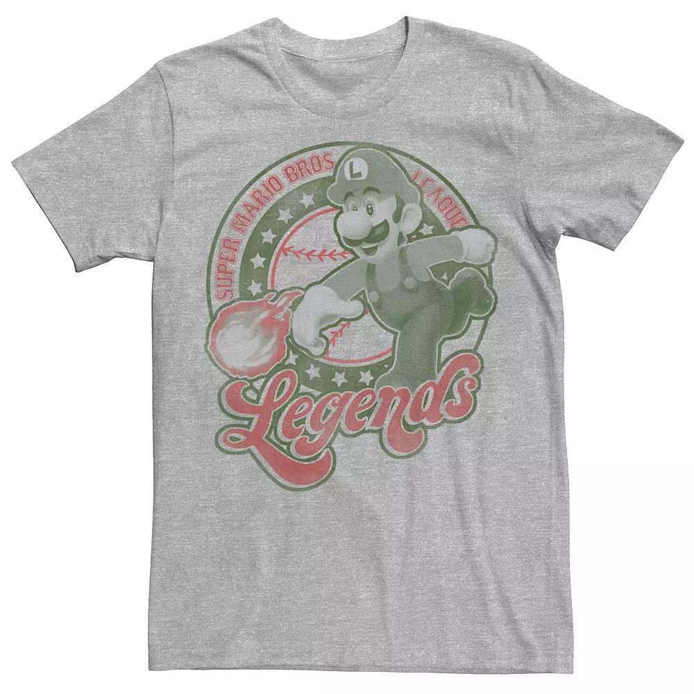 Men's Super Mario Luigi Fireball Legends Tee, Size: Medium, Athletic Grey Product Image