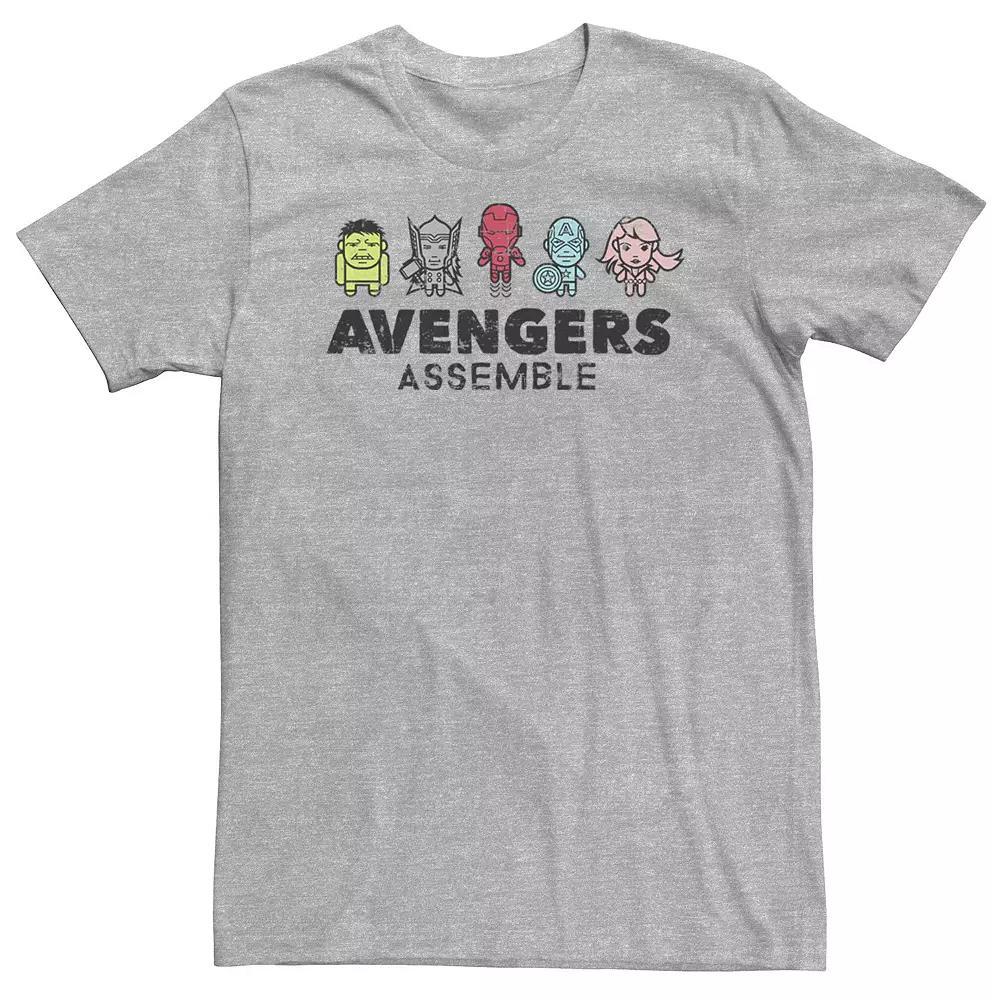 Big & Tall Marvel Avengers Assemble Cartoon Chest Logo Tee, Men's, Size: 4XL, Athletic Grey Product Image