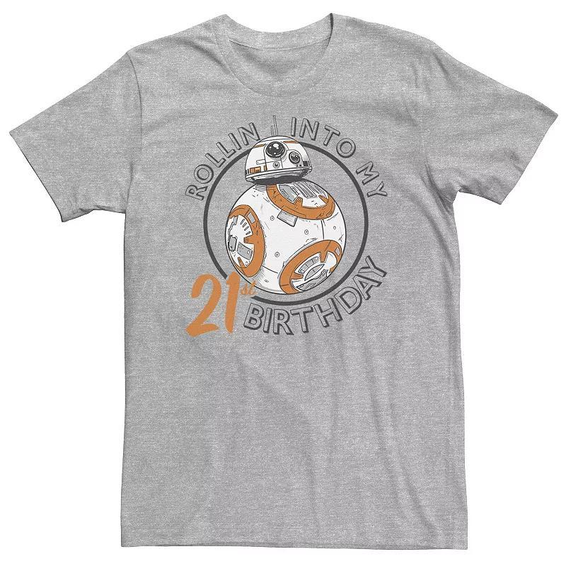 Big & Tall Star Wars BB-8 Rollin Into My 21st Birthday Portrait Tee, Men's, Size: 4XLT, Athletic Grey Product Image