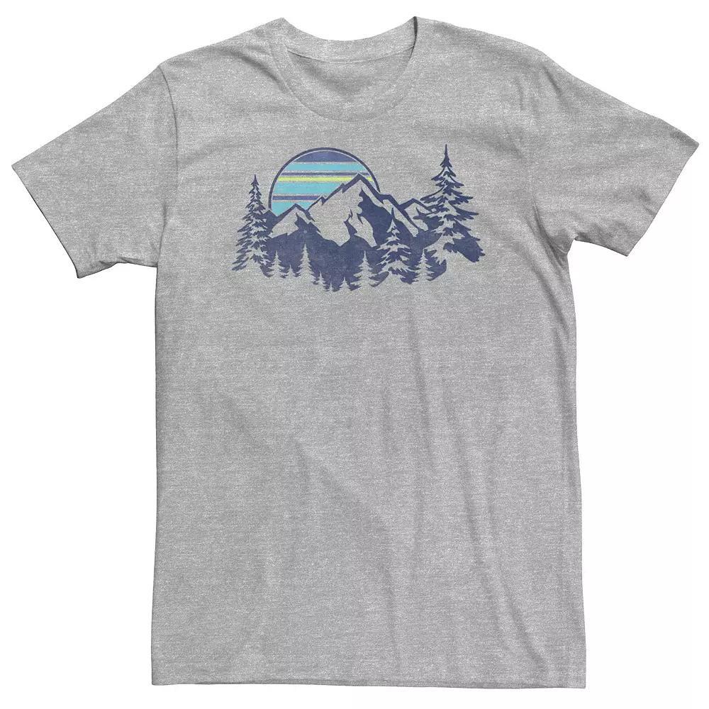 Big & Tall Mountain Range Striped Sun Tee, Men's, Size: 4XL, Athletic Grey Product Image