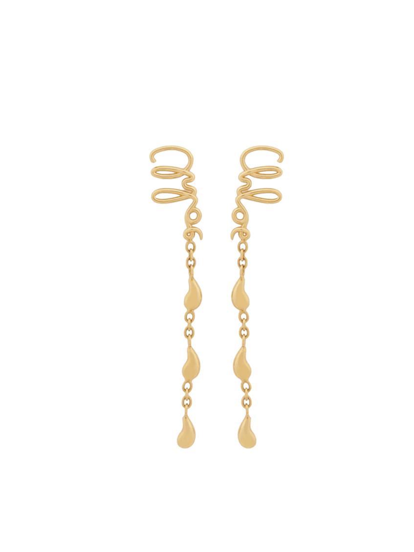 CHLOÉ Iconic Signature Dangling Earrings In Gold Product Image