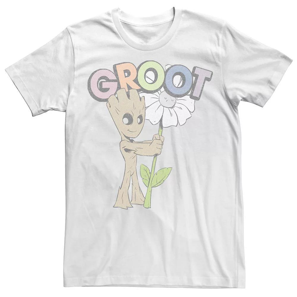 Men's Marvel Cute Groot Hugging Flower Tee, Size: XL, White Product Image