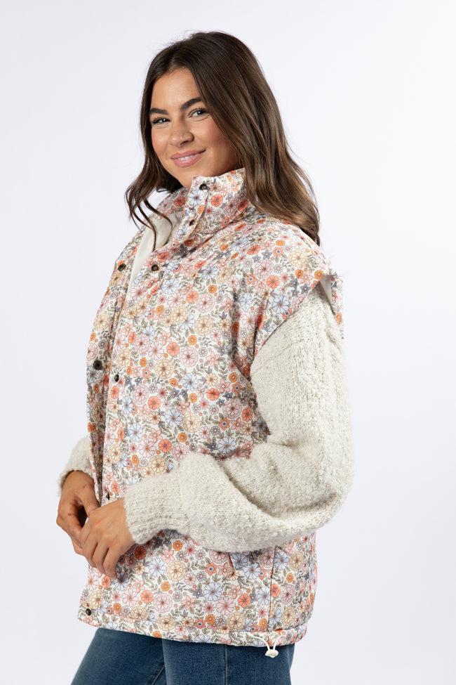 Cool Down Multi Floral Printed Puffer Vest FINAL SALE Product Image