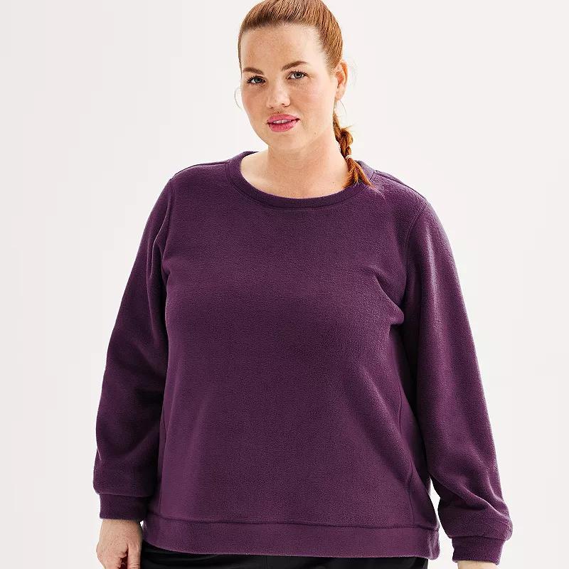 Plus Size Tek Gear® Micro Fleece Classic Crewneck Pullover, Women's, Size: 4XL, Mineral Black Product Image