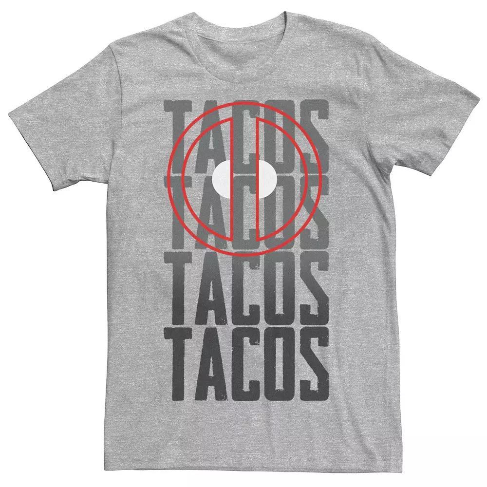 Men's Marvel Comics Retro Deadpool Tacos Stacked Graphic Tee, Size: XS, Athletic Grey Product Image