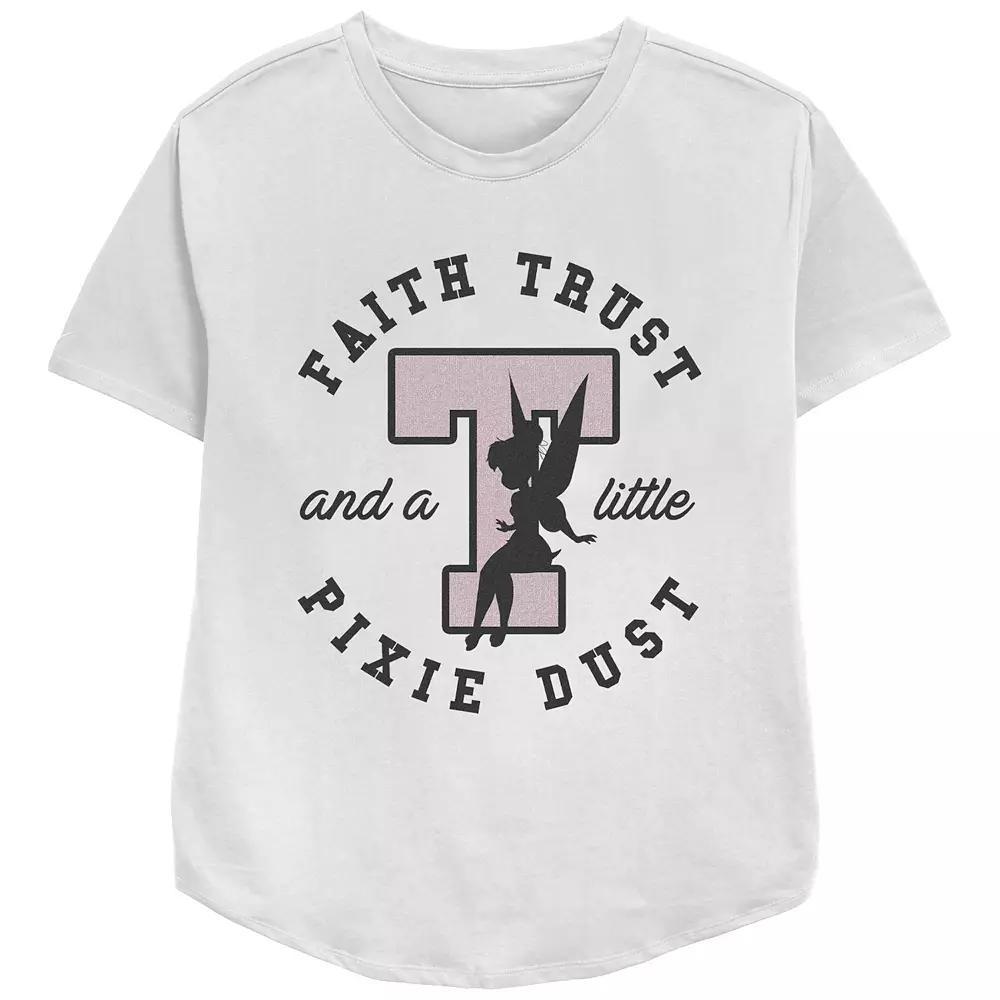 Disney's Tinker Bell Faith Trust And A Little Pixie Dust Stamp Relaxed Fit Women's Graphic Tee, Girl's, Size: Small, Pink Product Image