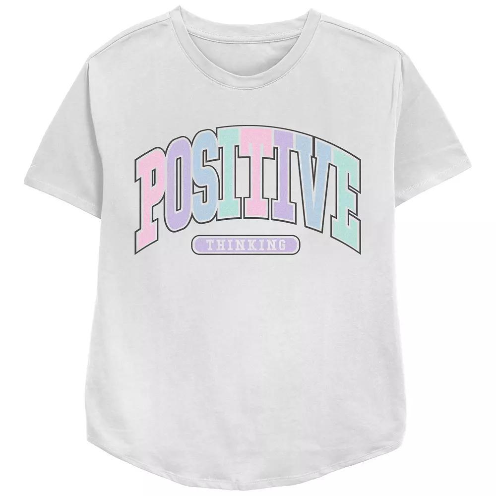Women's Positive Thinking Relaxed Fit Graphic Tee, Girl's, Size: Large, White Product Image