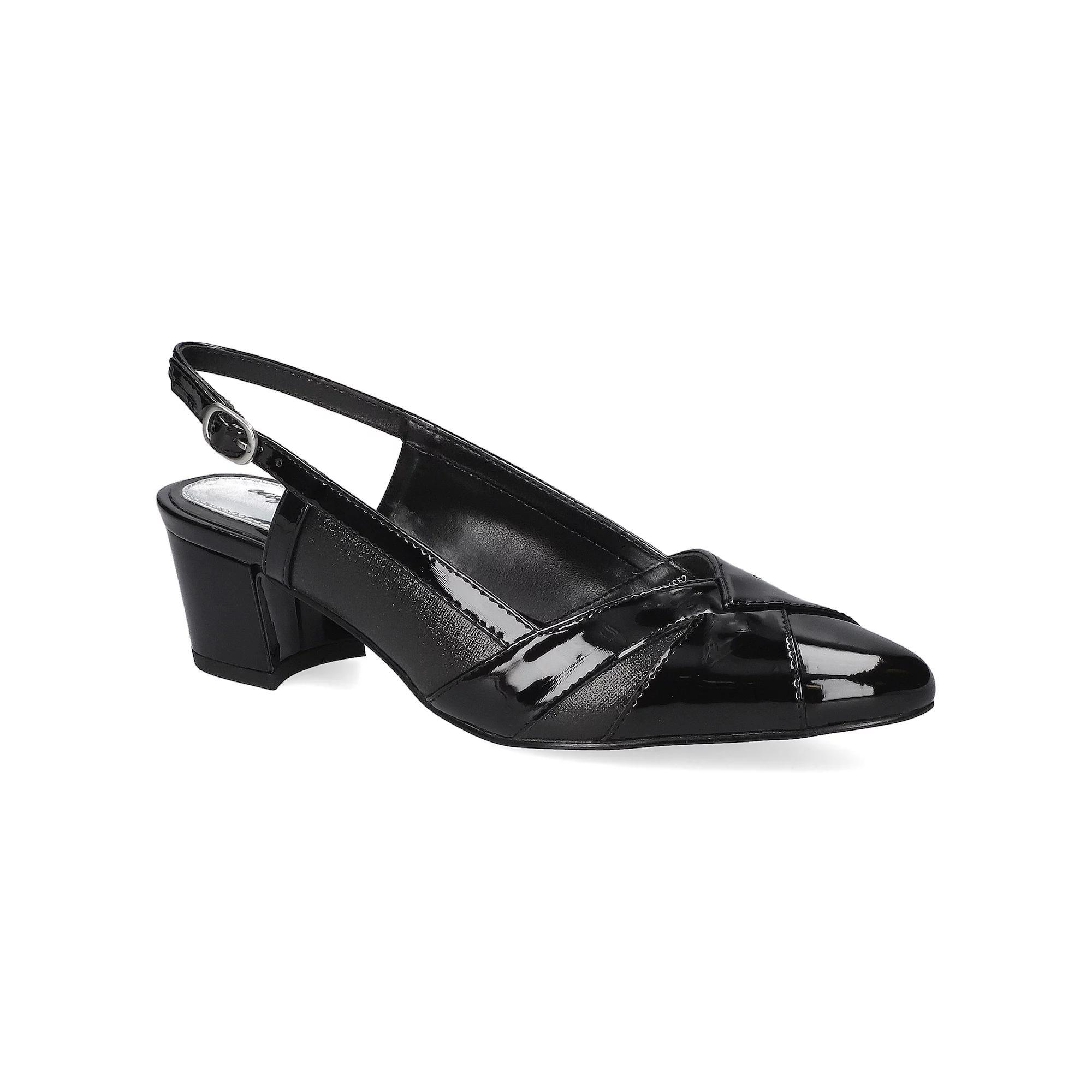 Easy Street Avena Women's Block Heel Slingback Pumps, Size: 9.5 Wide, Black Patent Product Image
