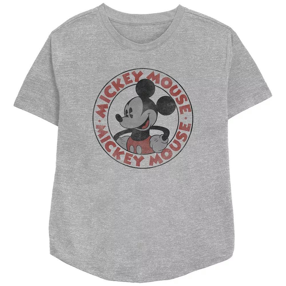Disney's Mickey Mouse Vintage Stamp Women's Relaxed Fit Graphic Tee, Size: Medium, Athletic Grey Product Image