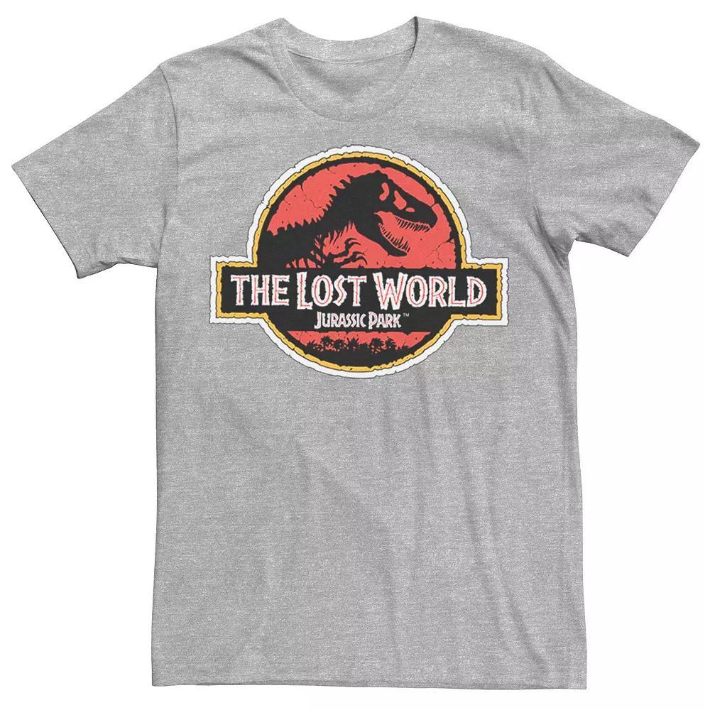 Mens Jurassic Park The Lost World Movie Logo Tee Red Grey Product Image