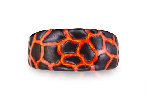LuvMyJewelry Earth Fire Textured Silver & Enamel Band Men Ring in Dark Grey at Nordstrom, Size 9 Product Image