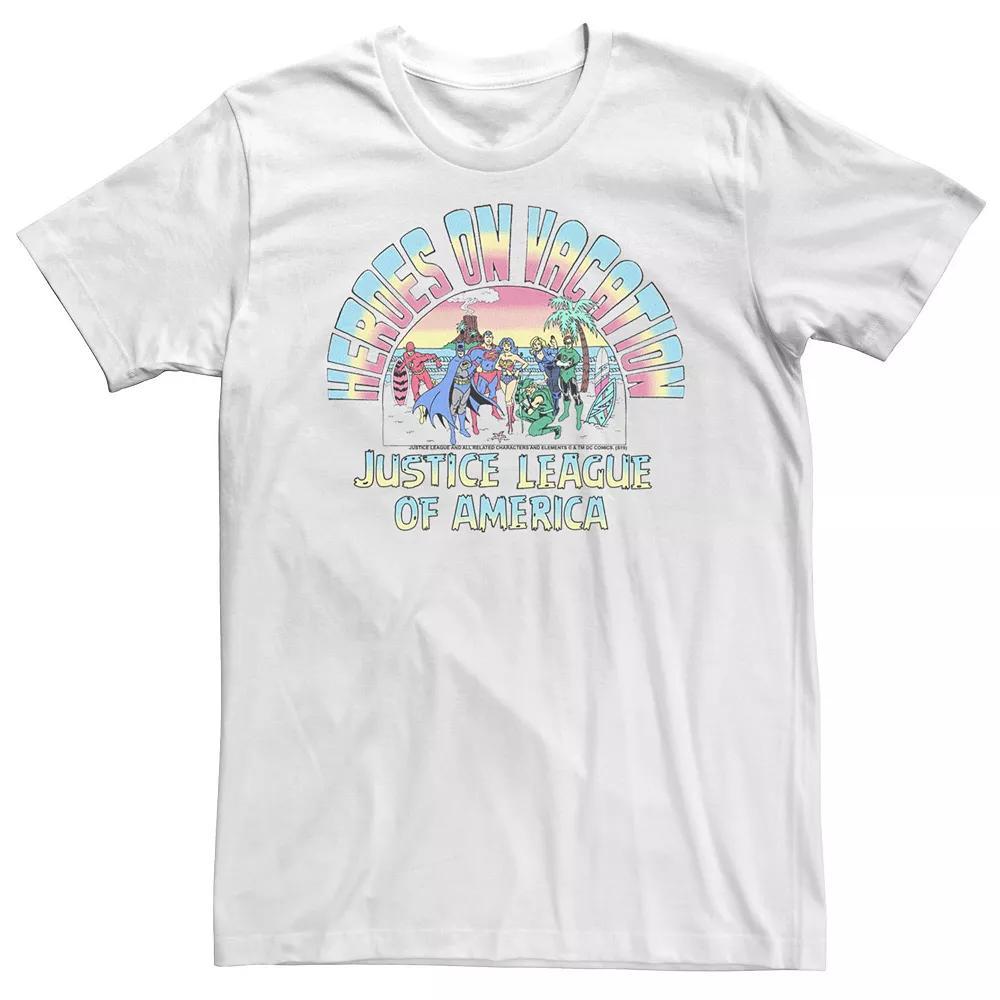 Big & Tall DC Comics "Heroes On Vacation" Tee, Men's, Size: 5XL, White Product Image