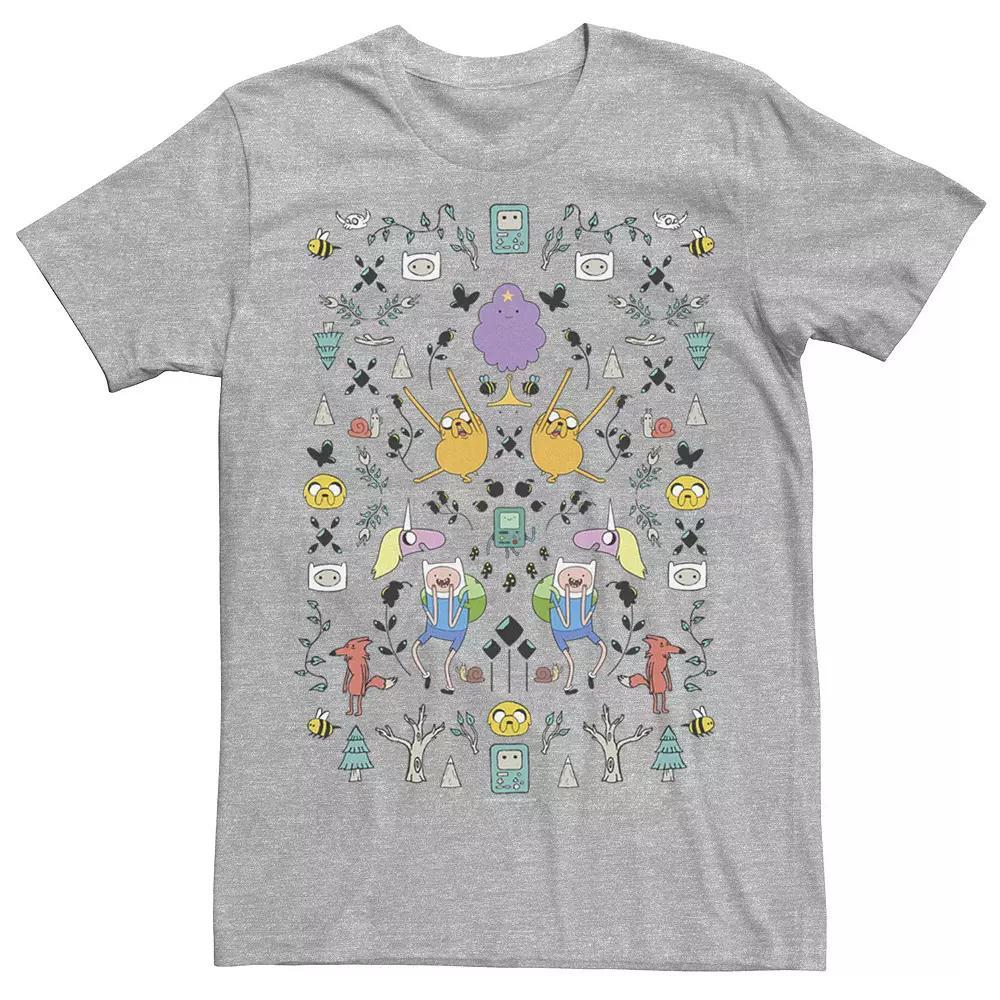 Mens Adventure Time Character Icon Collage Tee Athletic Grey Product Image