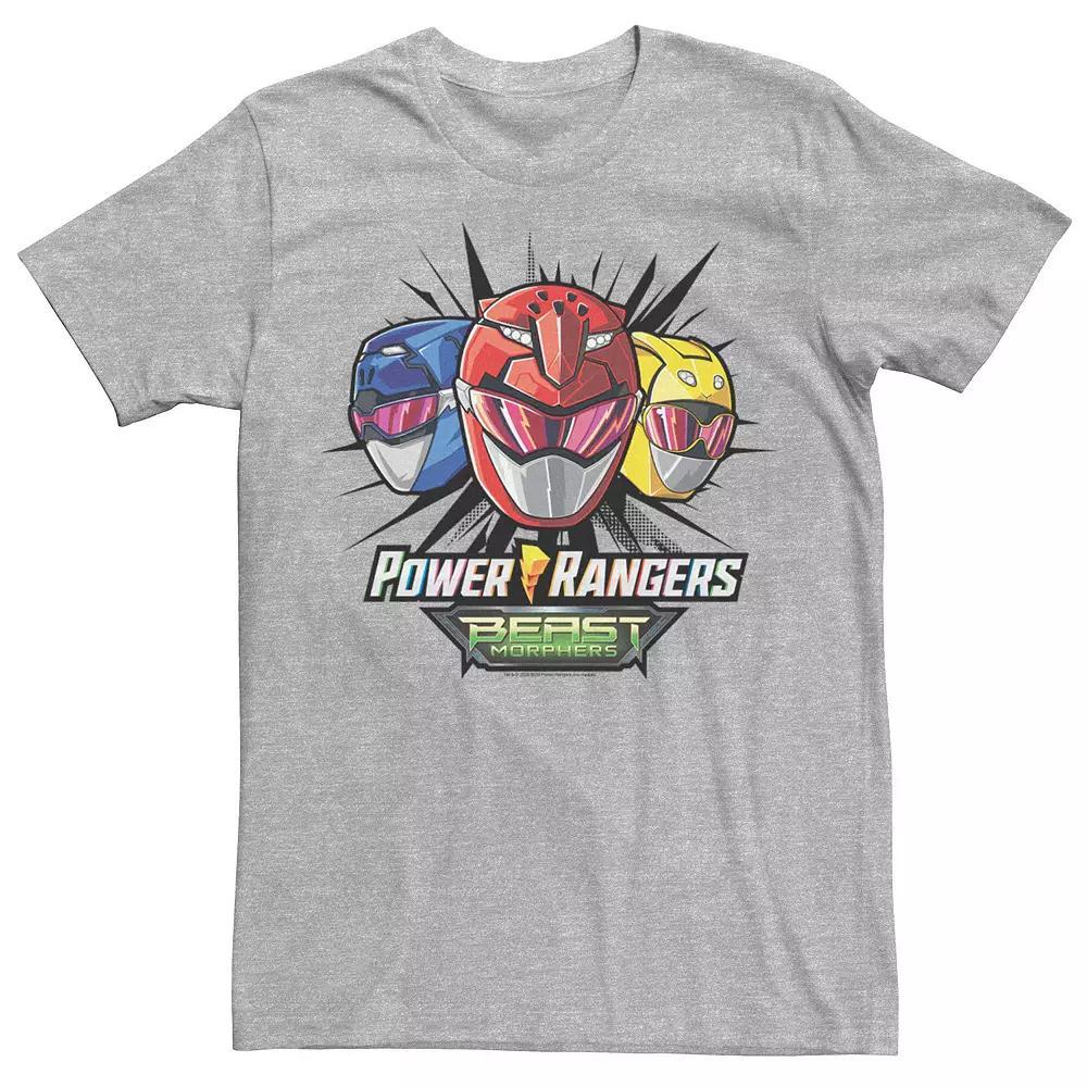Men's Power Rangers Beast Morphers Helmets Tee, Size: Large, Athletic Grey Product Image