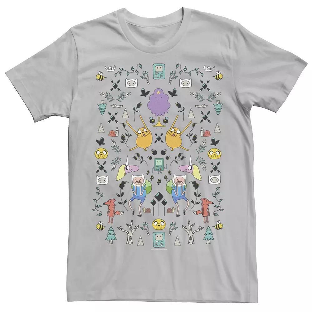 Mens Adventure Time Character Icon Collage Tee Athletic Grey Product Image