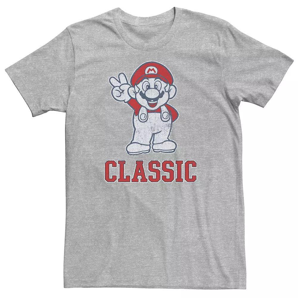 Men's Nintendo Super Mario Classic Peace Sign Graphic Tee, Size: 3XL, Athlc Hthr Product Image
