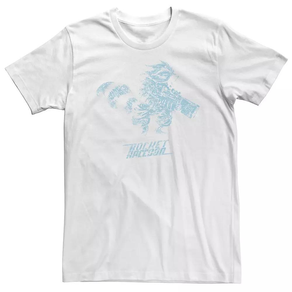 Big & Tall Marvel Rocket Raccoon Distressed Blue Hue Portrait Tee, Men's, Size: 4XL, White Product Image