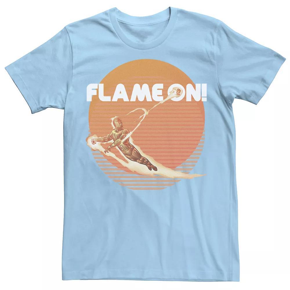 Men's Marvel Fantastic Four Human Torch Flame On Retro Tee, Size: 3XL, Light Blue Product Image