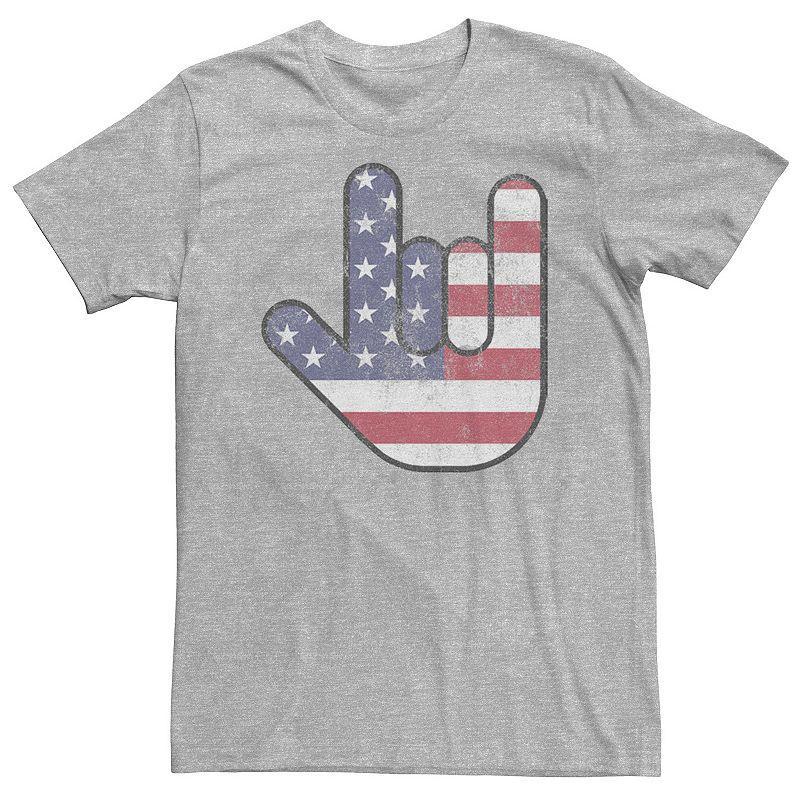 Big & Tall Rock On Hand USA Flag Tee, Men's, Size: XXL Tall, Athletic Grey Product Image