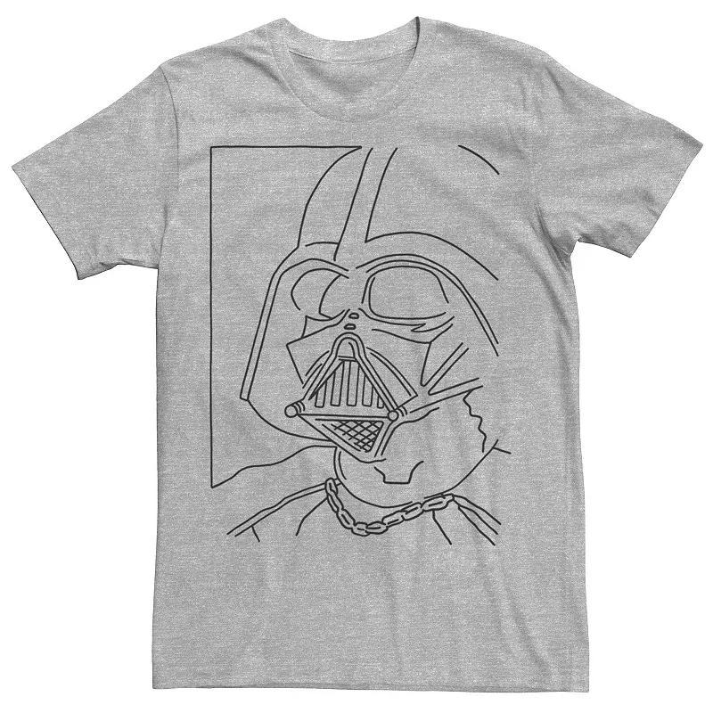 Men's Star Wars Darth Vader Simple Line Drawn Profile Graphic Tee, Size: Medium, Athletic Grey Product Image