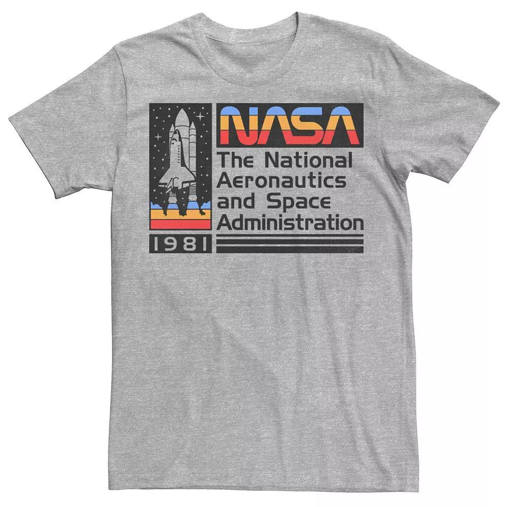 Mens NASA National Aeronautics Striped Logo Graphic Tee Athletic Grey Product Image