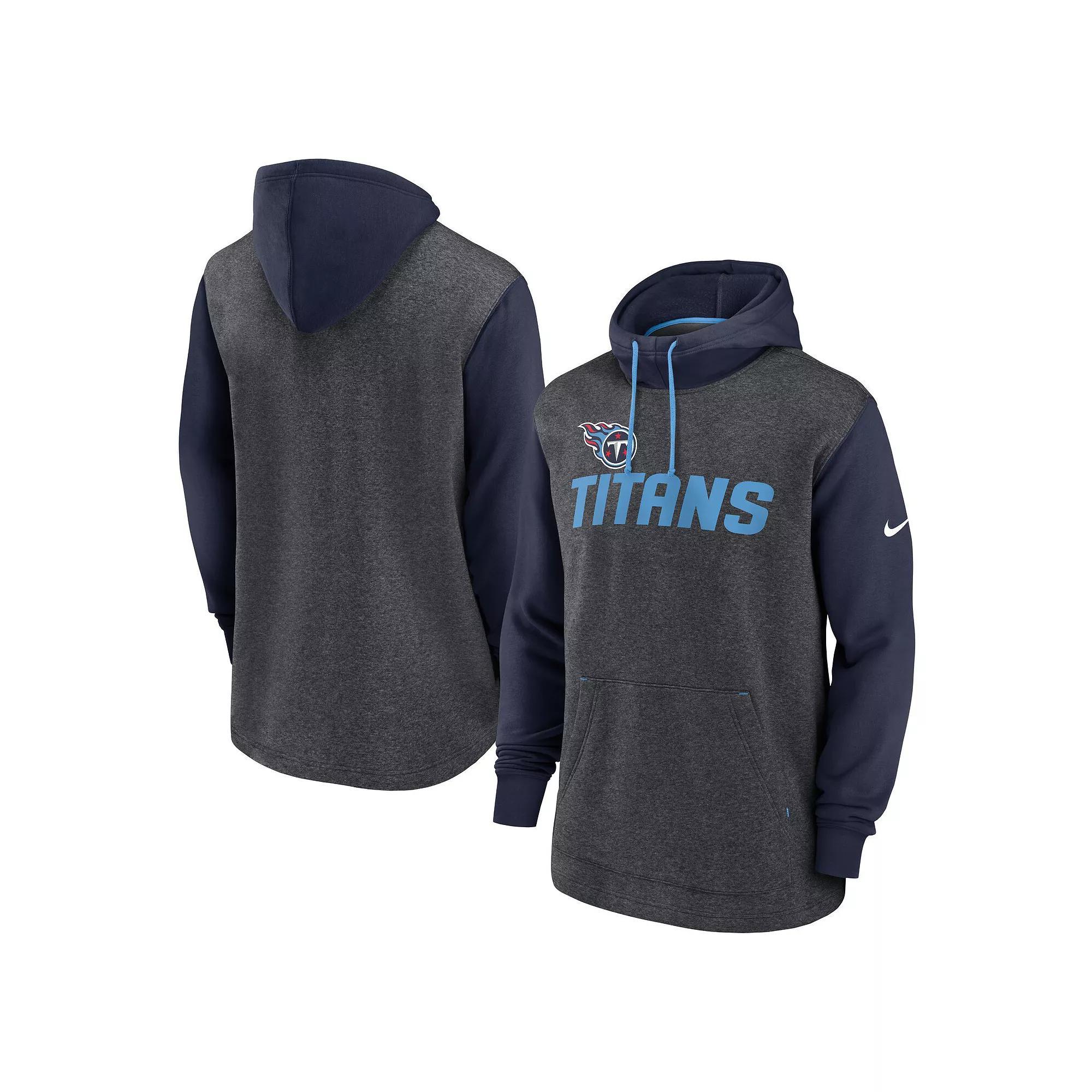 Men's Nike Heathered Charcoal/Navy Tennessee Titans Surrey Legacy Pullover Hoodie, Size: Small Product Image