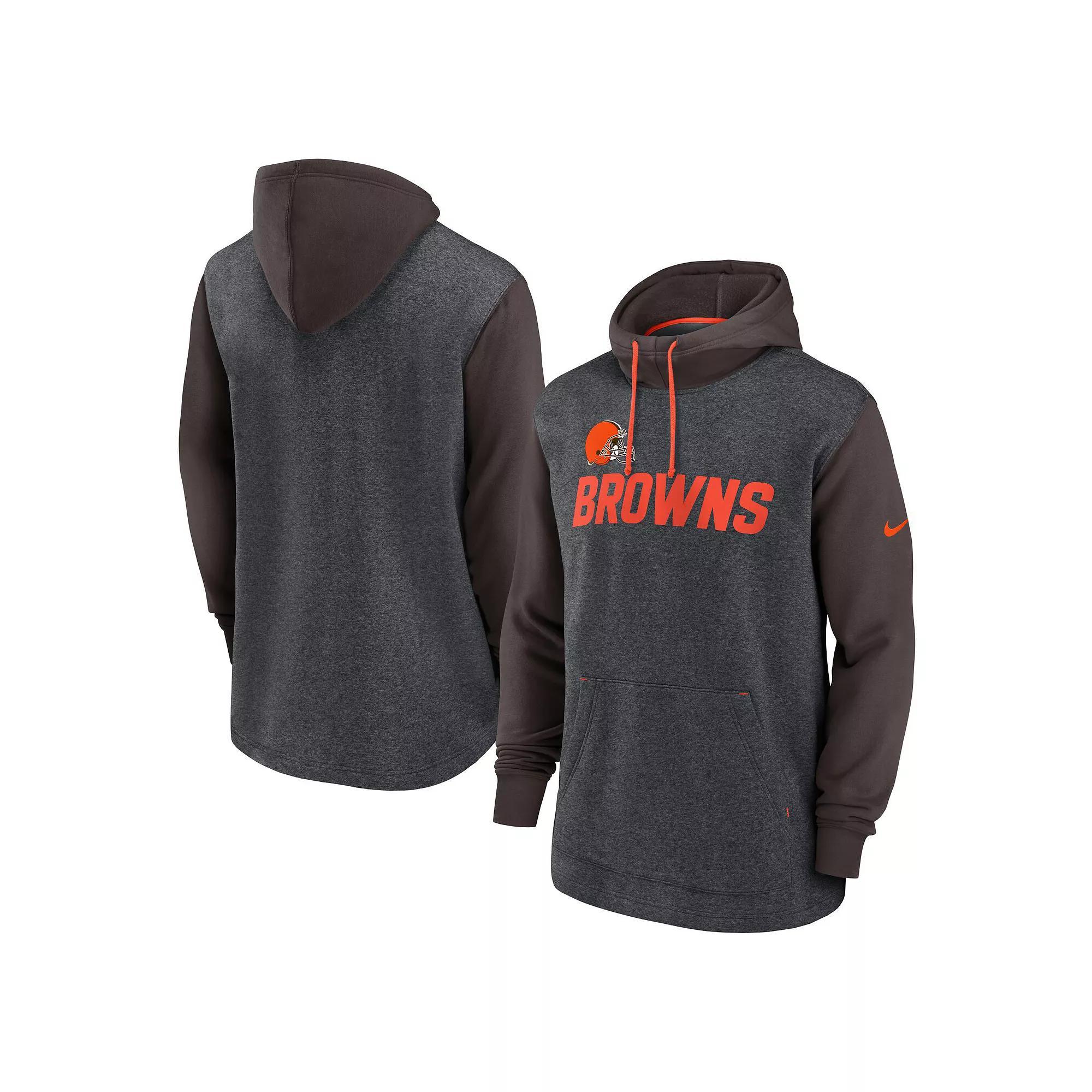 Men's Nike Heathered Charcoal/Brown Cleveland Browns Surrey Legacy Pullover Hoodie, Size: Medium Product Image
