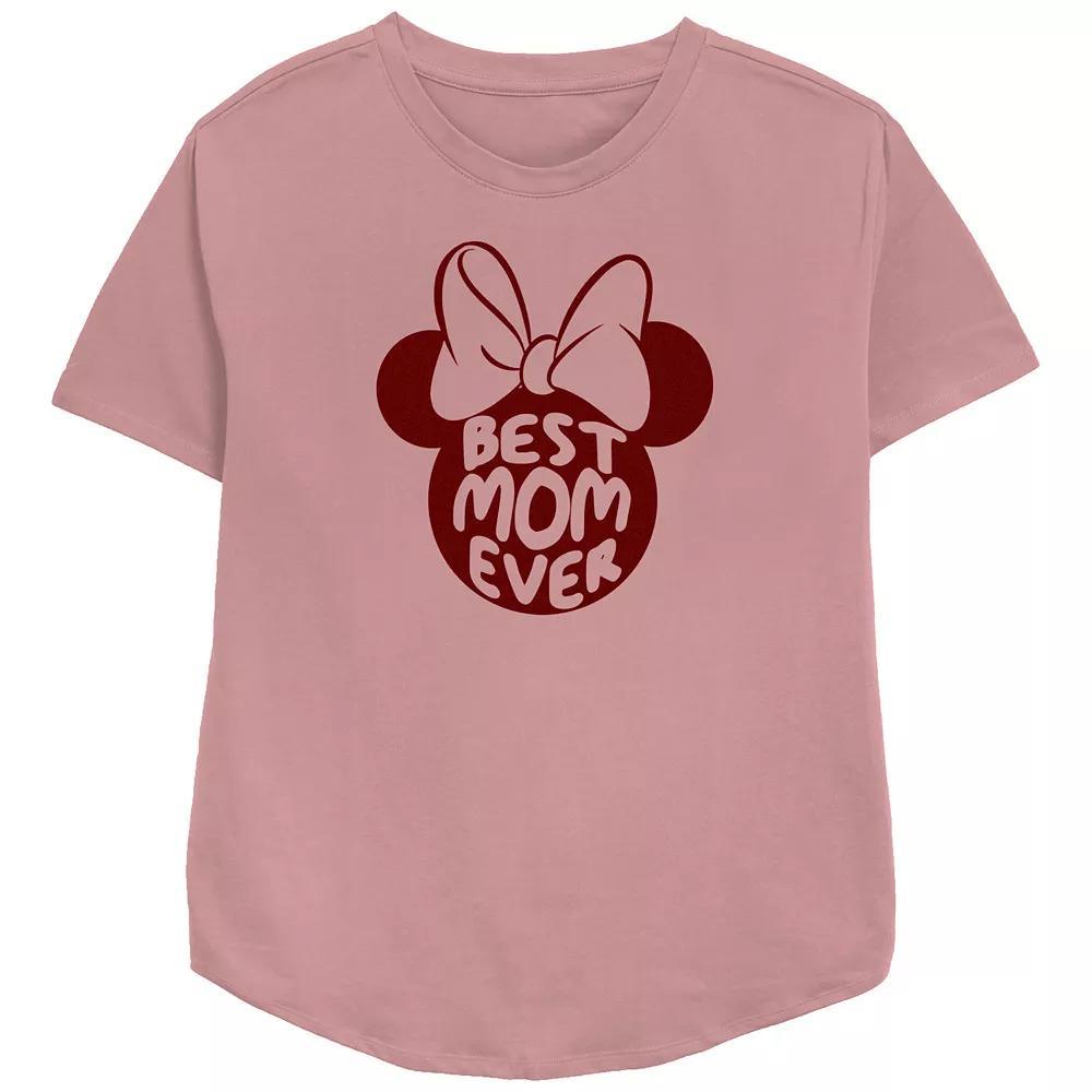 Disney Minnie Mouse Women's Best Mom Ever Relaxed Fit Graphic Tee, Size: Medium, Pink Product Image