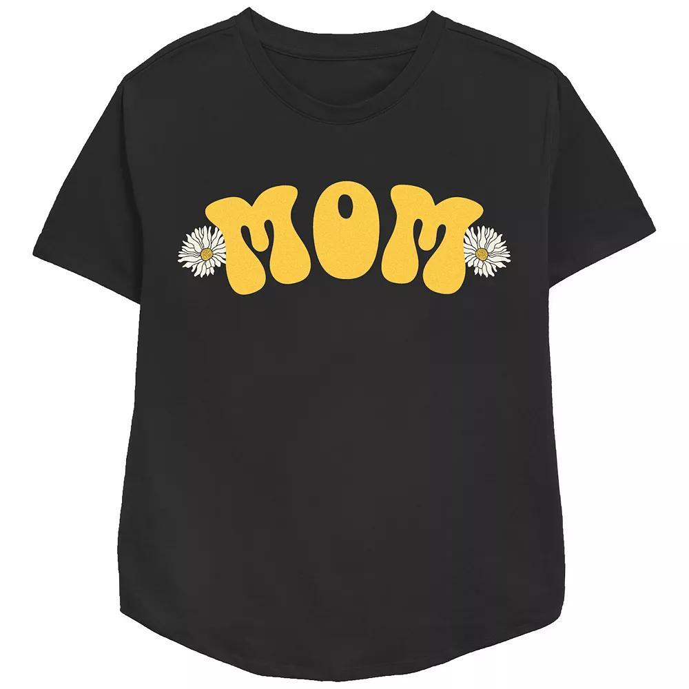 Women's Mom Relaxed Fit Graphic Tee, Size: Small, Black Product Image