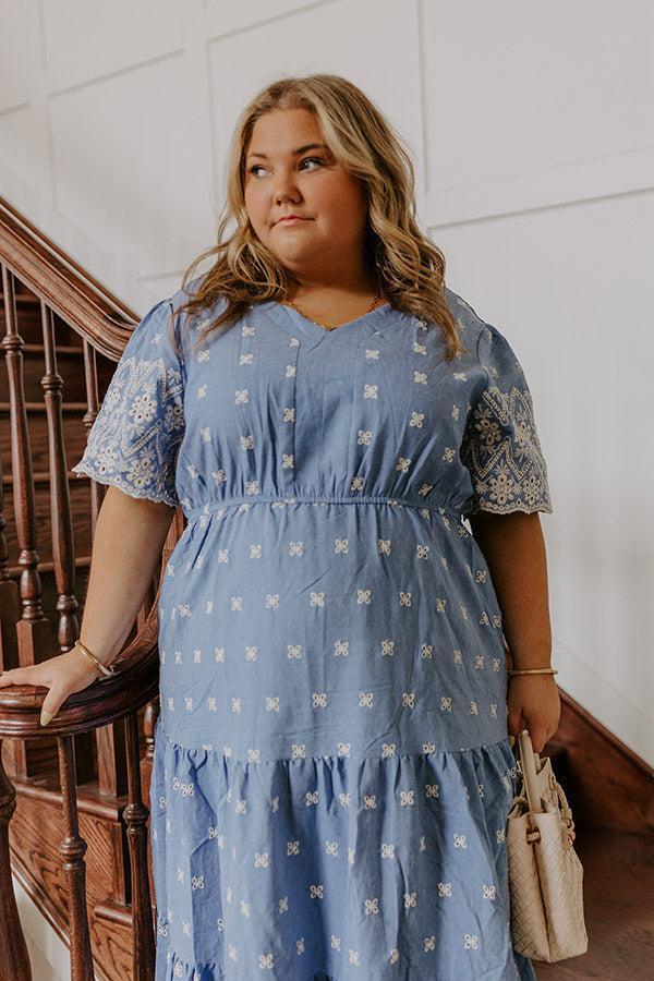 Sunday Brunch Floral Embroidered Midi Dress Curves Product Image