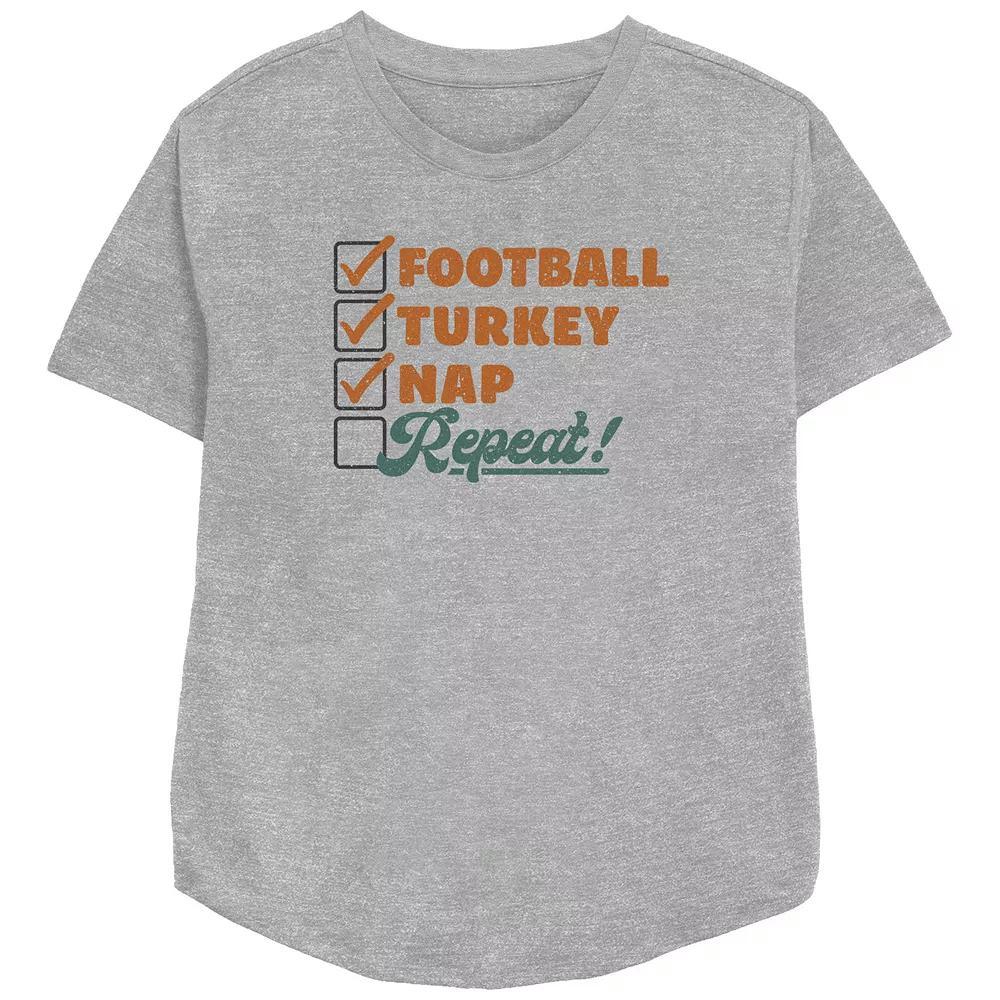 Juniors' Autumn Checklist Relaxed Fit Graphic Tee, Women's, Size: Medium, Athletic Grey Product Image