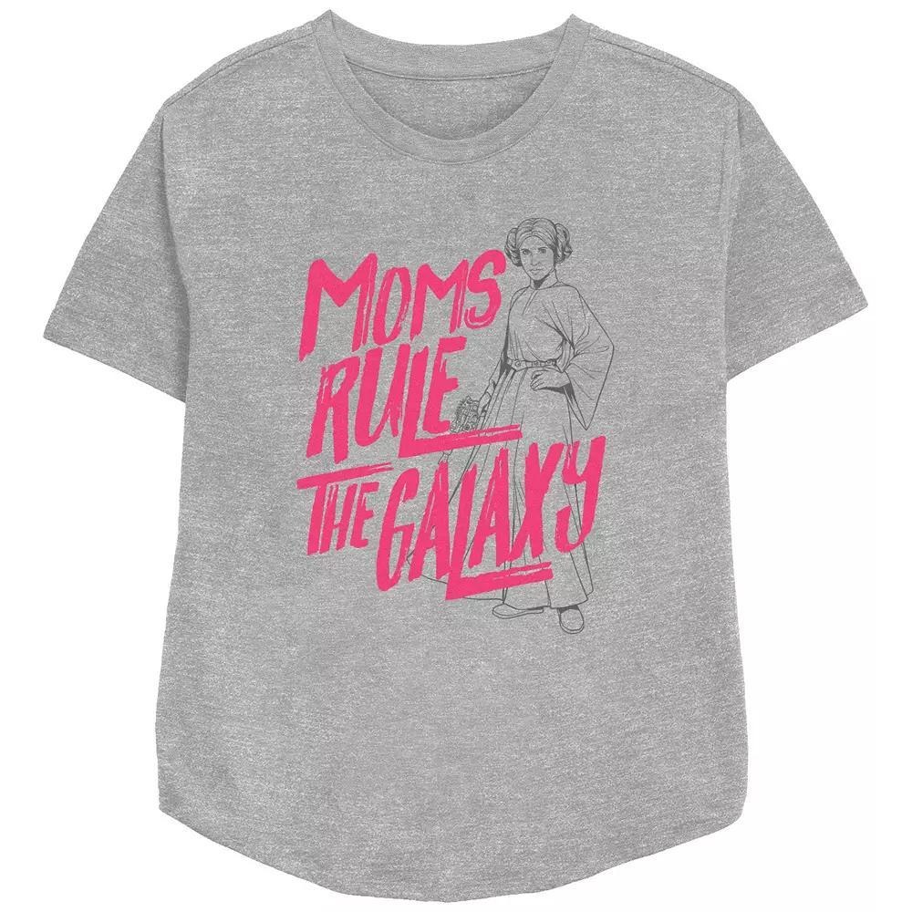 Women's Star Wars Moms Rule The Galaxy Relaxed Fit Graphic Tee, Size: Small, Athletic Grey Product Image