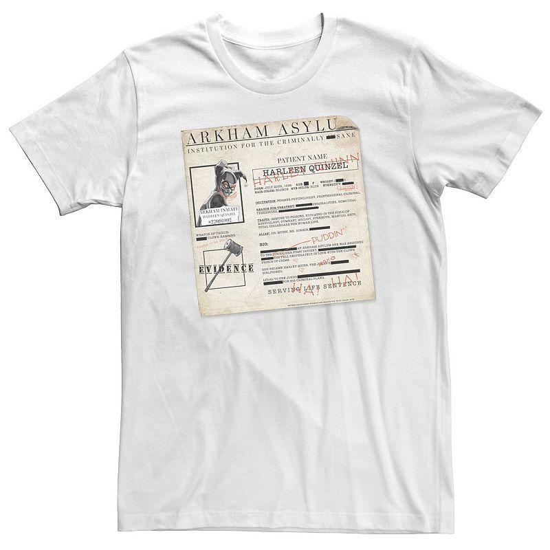 Big & Tall DC Comics Batman Harley Quinzel Arkham Asylum File Tee, Men's, Size: 3XL Tall, White Product Image