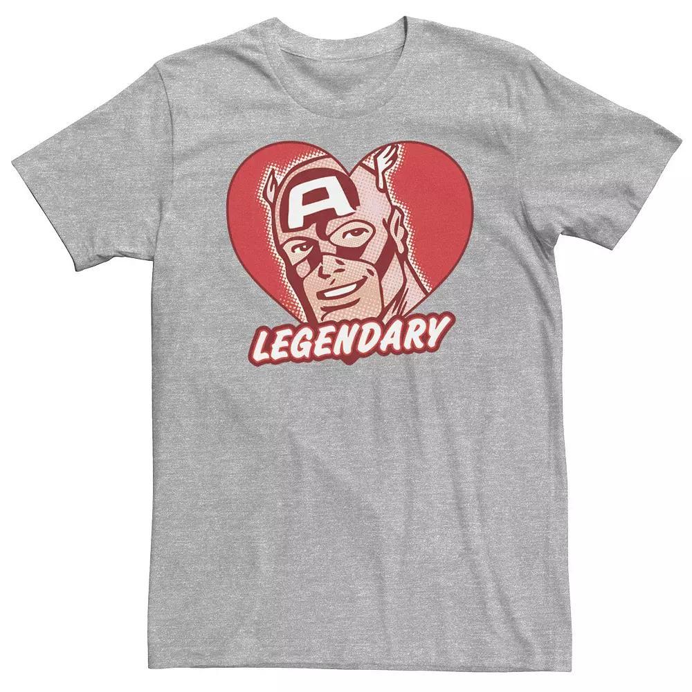 Big & Tall Marvel Captain America Legendary Heart-Shaped Portrait Tee, Men's, Size: 4XLT, Athletic Grey Product Image