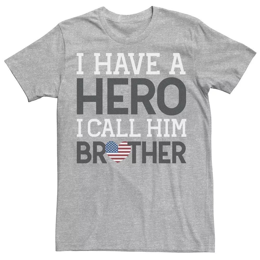 Men's Veterans Day "I Have A Hero I Call Him Brother" Flag Tee, Size: Small, Athletic Grey Product Image