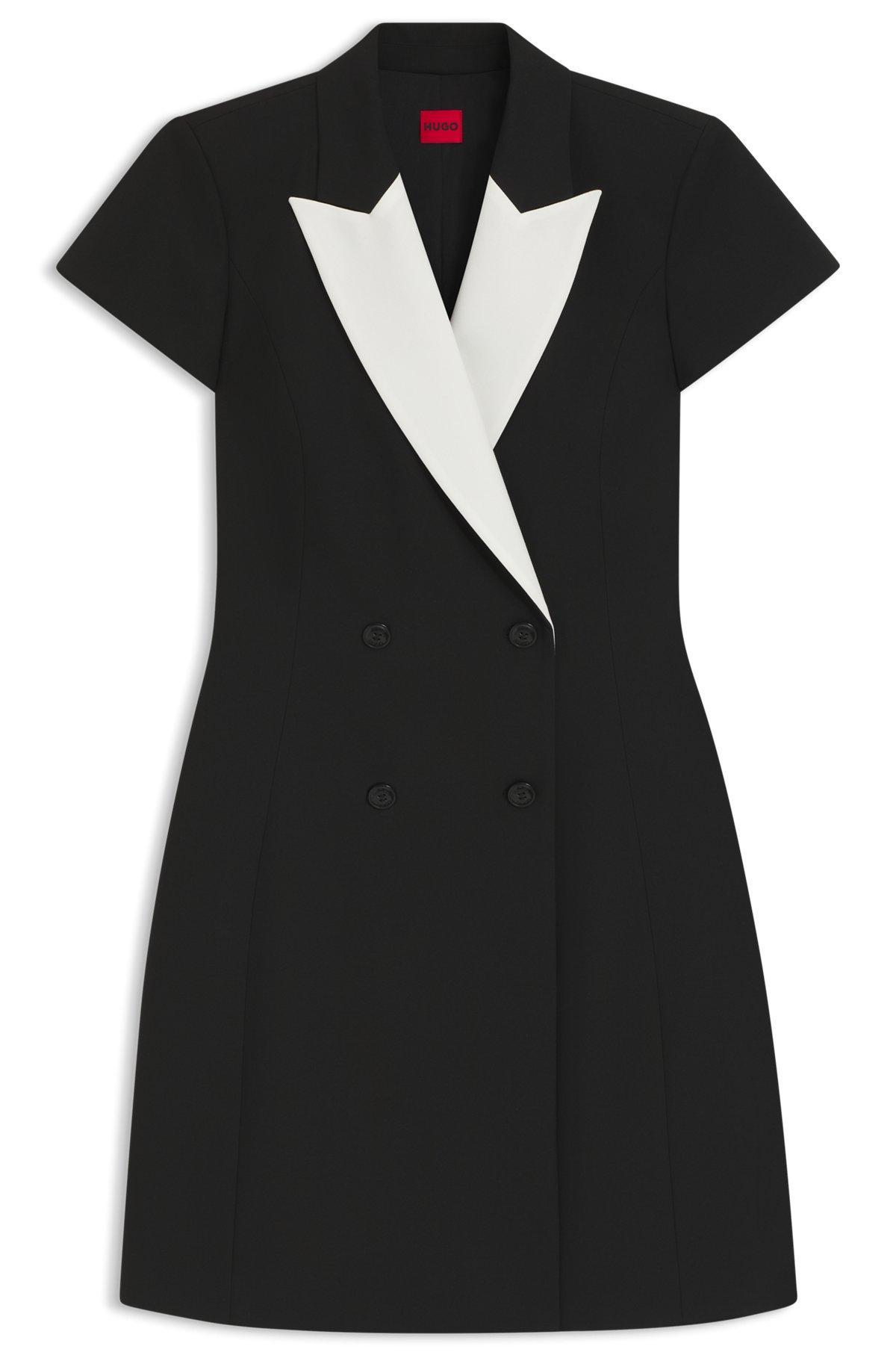 HUGO - Blazer-style dress with contrast lapels - Black Product Image
