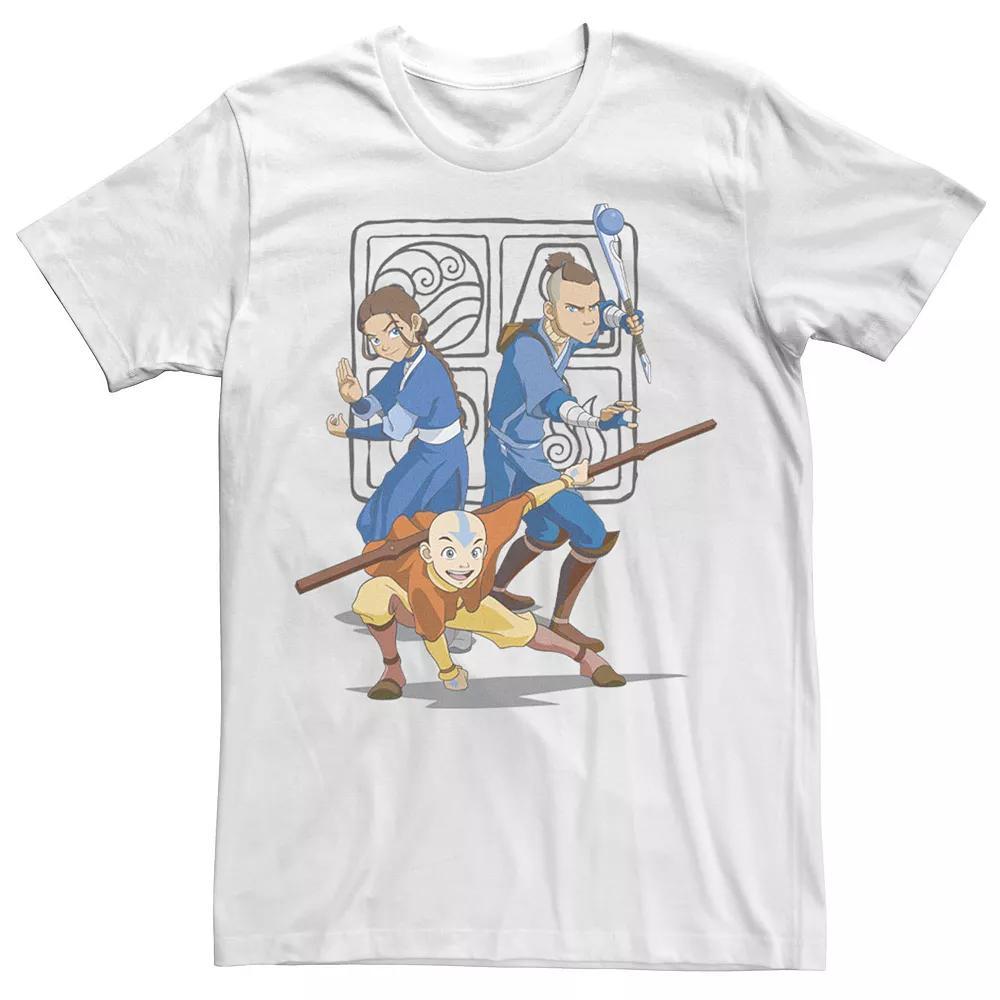 Big & Tall Nickelodeon Avatar The Last Airbender Main Cast Group Shot Symbol Graphic Tee, Men's, Size: 3XLT, White Product Image
