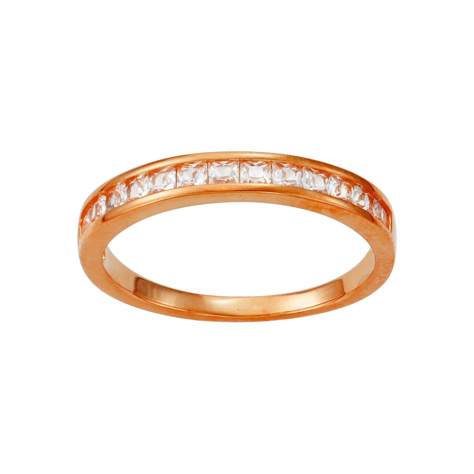 Designs by Gioelli 14k Gold Plated Lab-Created White Sapphire Band, Women's, Size: 7, Pink Tone Product Image