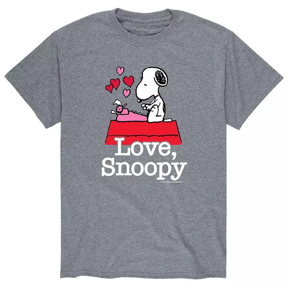 Men's Peanuts Love Snoopy Tee, Size: XL, Gray Product Image