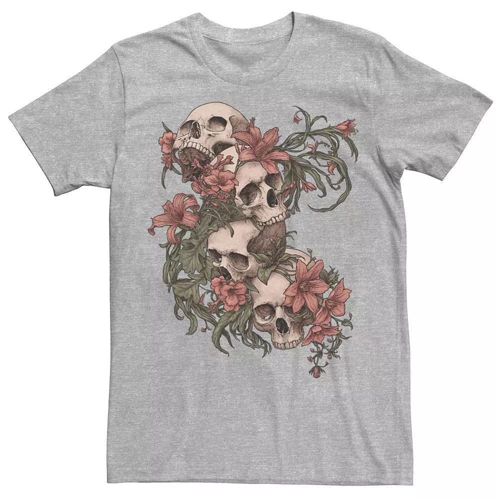 Men's Garden of Skulls Flowers Graphic Tee, Size: Small, Athletic Grey Product Image