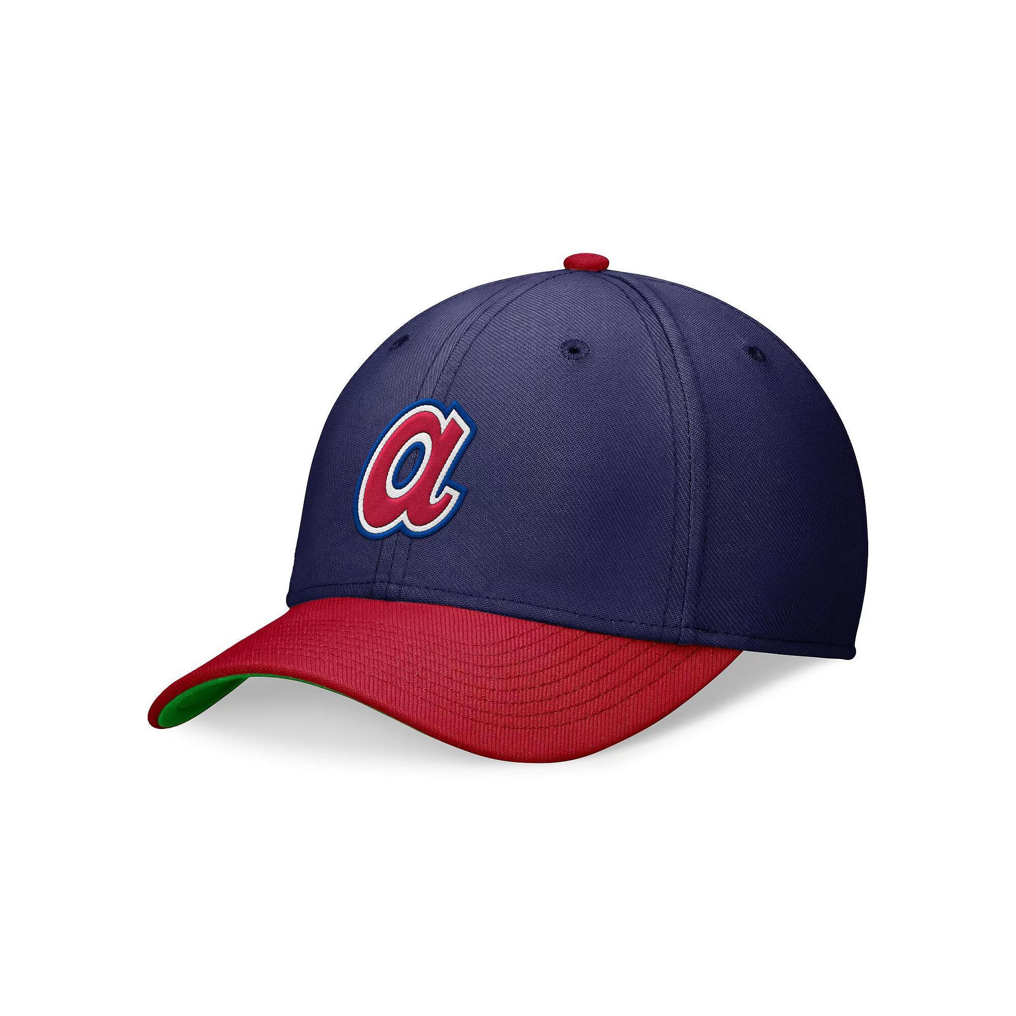 Men's Nike Navy/Red Atlanta Braves Cooperstown Collection Rewind Swooshflex Performance Hat, Size: Small/Medium, Blue Product Image