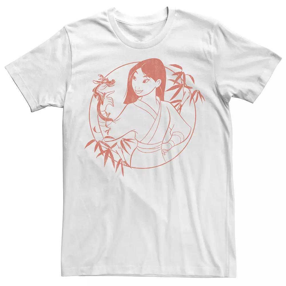 Disney's Mulan & Mushu Men's Bamboo Portrait Outline Tee, Size: Small, White Product Image